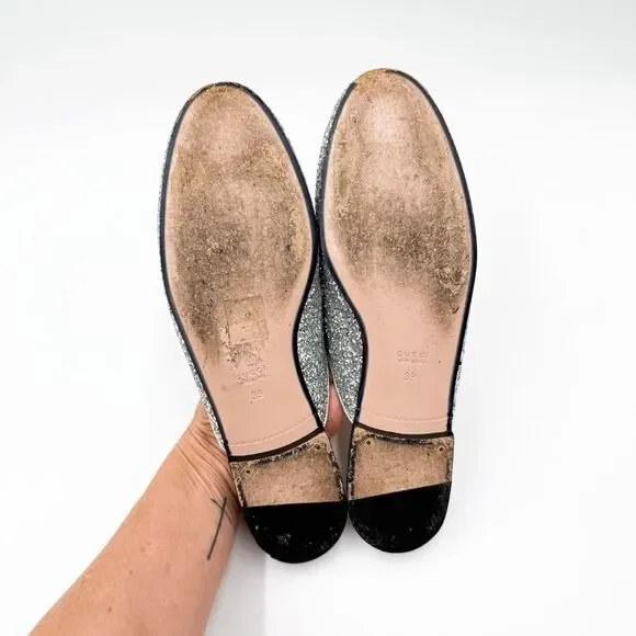 Gucci Horsebit Princetown Glitter Mules Loafers Flats EU 39 US 9 - Picture 12 of 13